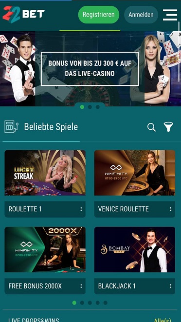 22bet mobile casino Spiele