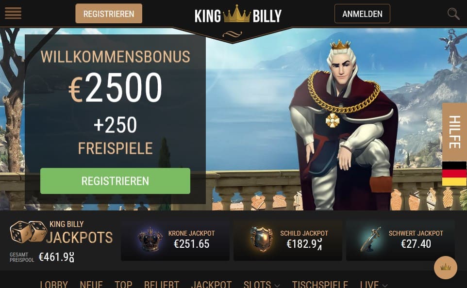 King Billy Online Casino Ausland